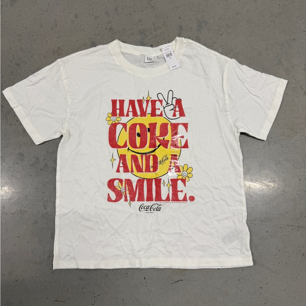 “Have a Coke and a Smile” Coca Cola Women’s White T-Shirt by Gap